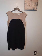 CALVIN KLEIN BLACK AND TANCOLOR BLOCK SHEATH Career DRESS US SIZE 14