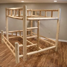 Log Bunk Bed ~ TwinXL/Queen ~ Unfinished | Solid White Cedar | Handmade in USA