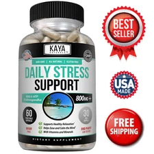 Natural Anxiety Stress Relief 60ct Ashwagandha Rhodiola L Theanine Calm