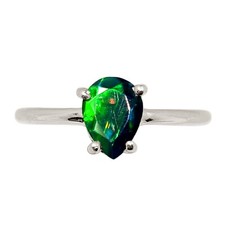 Natural Faceted Chalama Black Opal 925 Silver Ring Jewelry s.7 ALLR-30917