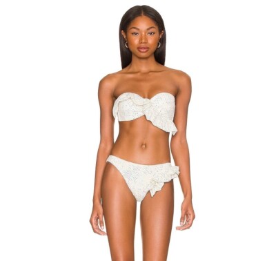 CHIO Ruffle Bikini Top in Silver Medium New Womens Swimsuit