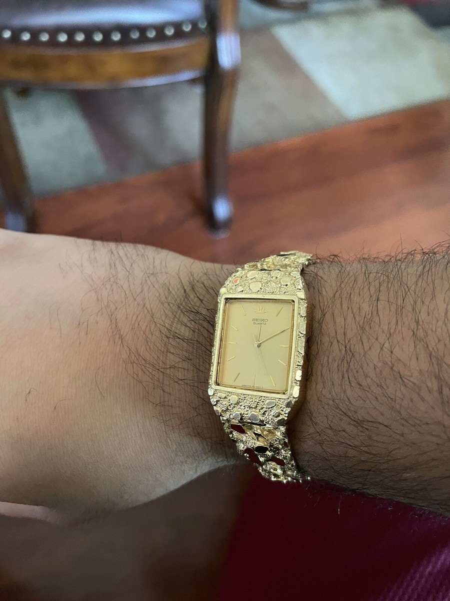 Mens Seiko Quartz Watch Seiko Gold Nugget Watch 14k 14k Vintage