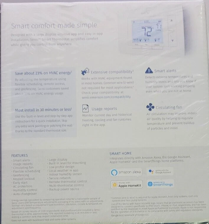 Emerson Sensi ST55 Thermostat Works with Amazon Alexa, Google Assistant and Appl - Image 4 of 4
