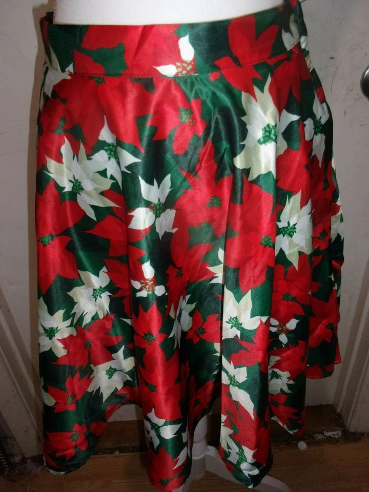 Modcloth Poinsettia Christmas "In Your Midst" Floral Skirt Sizes S,M,L (B142) - Image 2 of 4