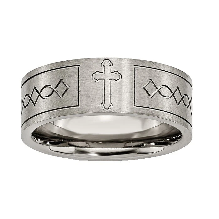 Banda De Titanio Anillos religiosa para hombres