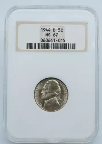 1944-D Jefferson Silver War Time Nickel NGC MS 67 Old Holder  - C1337