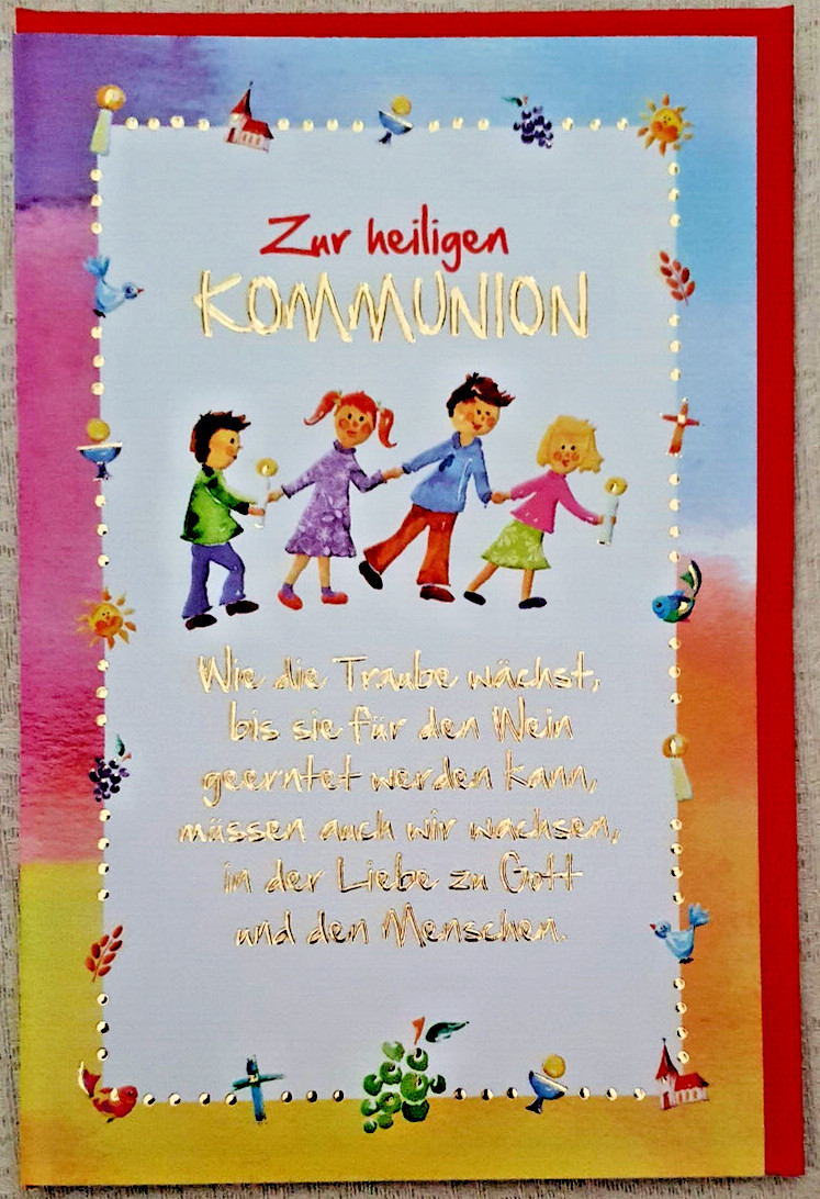 Karte ZUR HEILIGEN KOMMUNION Glückwunschkarte Glückwunsch Kinder bunt