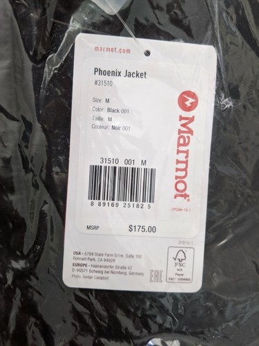 Marmot Men's Phoenix EVODry Jacket NEW Med Black - Picture 2 of 3