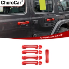 5x Red 4 Door Tailgate Door handle Cover Trim Decor For Jeep Wrangler JL 2018-22