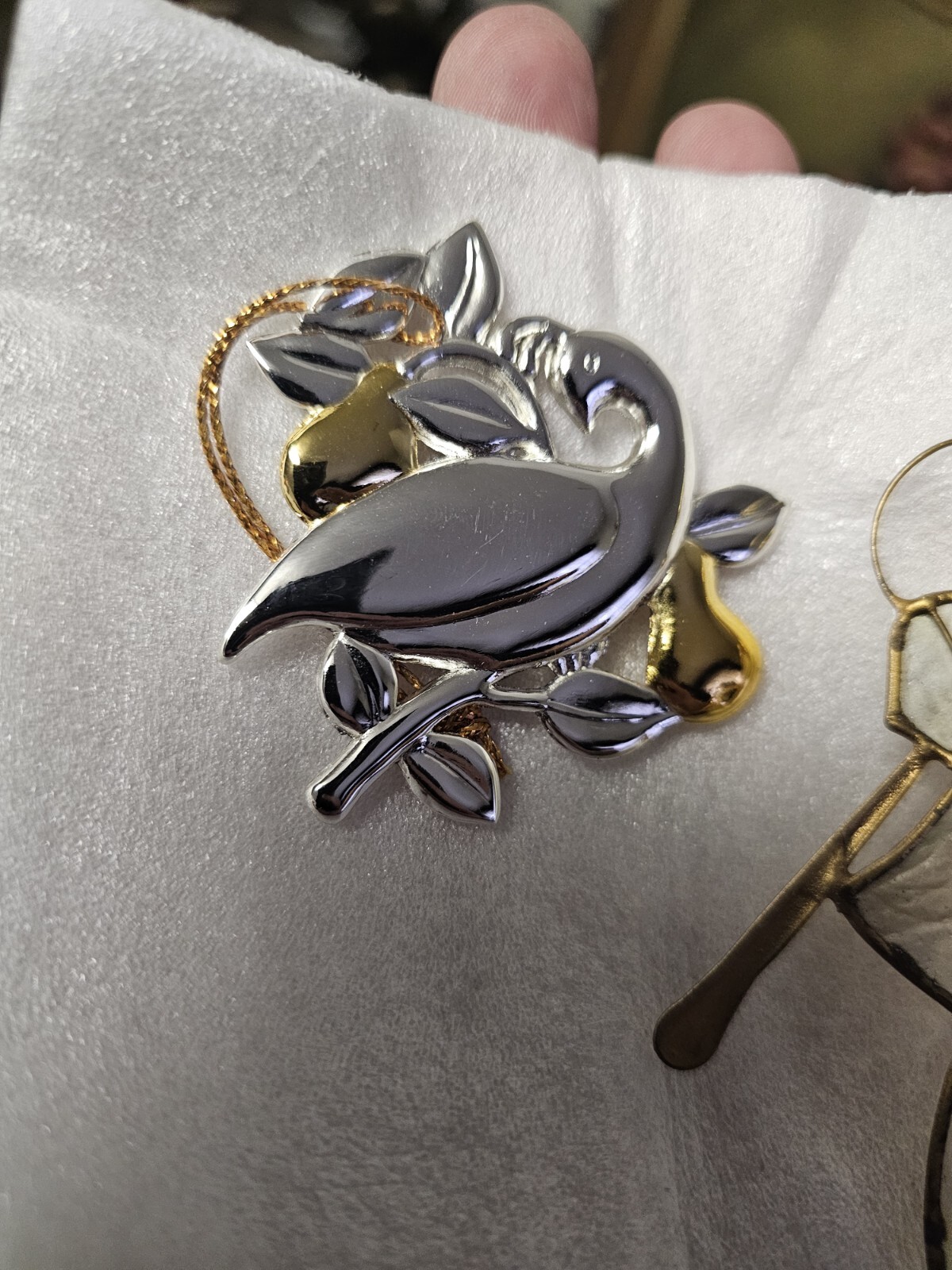 Dansk Silver-plated Two Turtle Doves Christmas Ornament