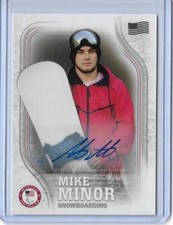 RARE 2018 TOPPS OLYMPICS MIKE MINOR FLAG AUTOGRAPH SNOWBOARDING CARD ~ /25