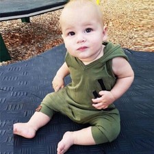 Kids Infant Baby Boys Hooded Tracksuit Jumper Tops Bodysuit Outfits Clothes Set