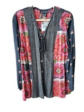 NEW VTG 80s Carole Little Button Tunic Top Shirt Sz 12 Wearable Art USA NWT 128