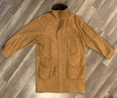 Timberland Cowhide Leather WeatherGear Knee Length Chore Jacket