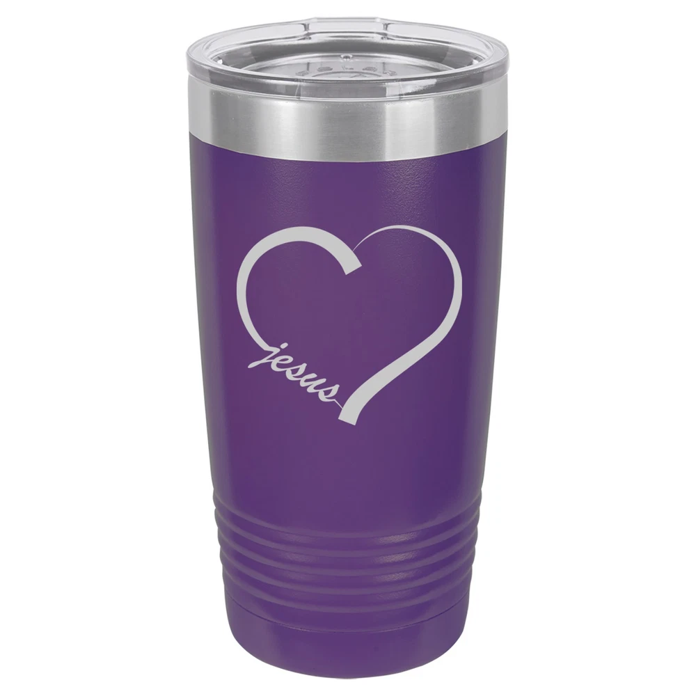 Tumbler 20oz 30oz Travel Mug Cup Vacuum Insulated Stainless Love Heart Jesus