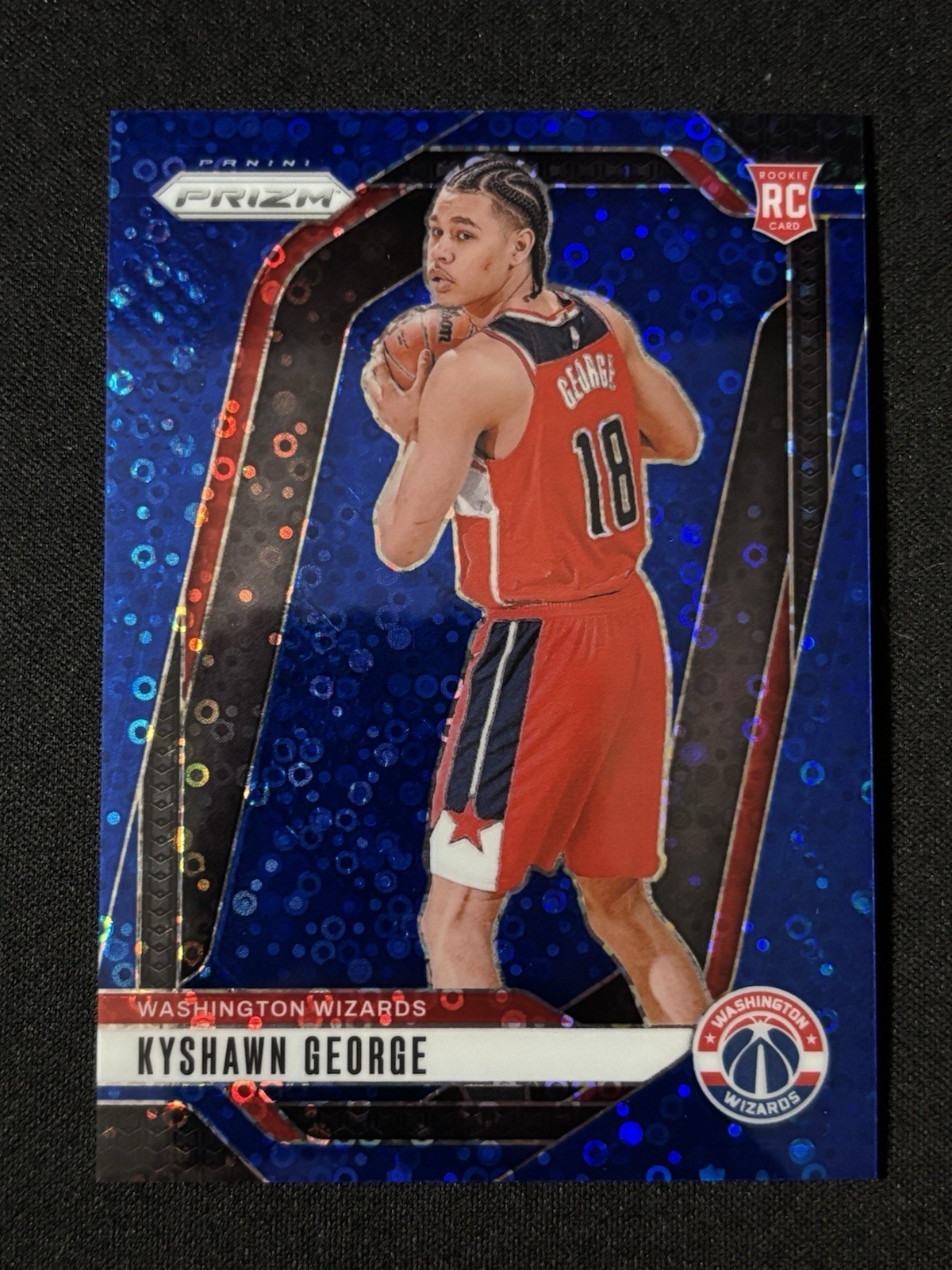 2024-25 Panini Prizm RC Kyshawn George /150 Blue Disco #257  Wizards