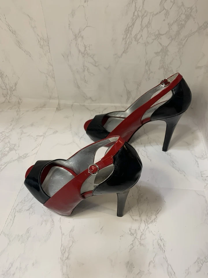 Zapatos de tacón alto para mujer Guess Brand vintage años 90’s, talla 8 1/2 m, color rojo/negro Foto 3 de 4