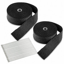 2x100ft Exhaust Heat Wrap Roll Fiberglass Heat Shield Tape With Stainless Ties
