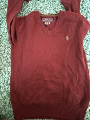 Ralph Lauren Jungen Merinowolle V-Ausschnitt Pullover Navy, Rot Slim Fit SP (8)