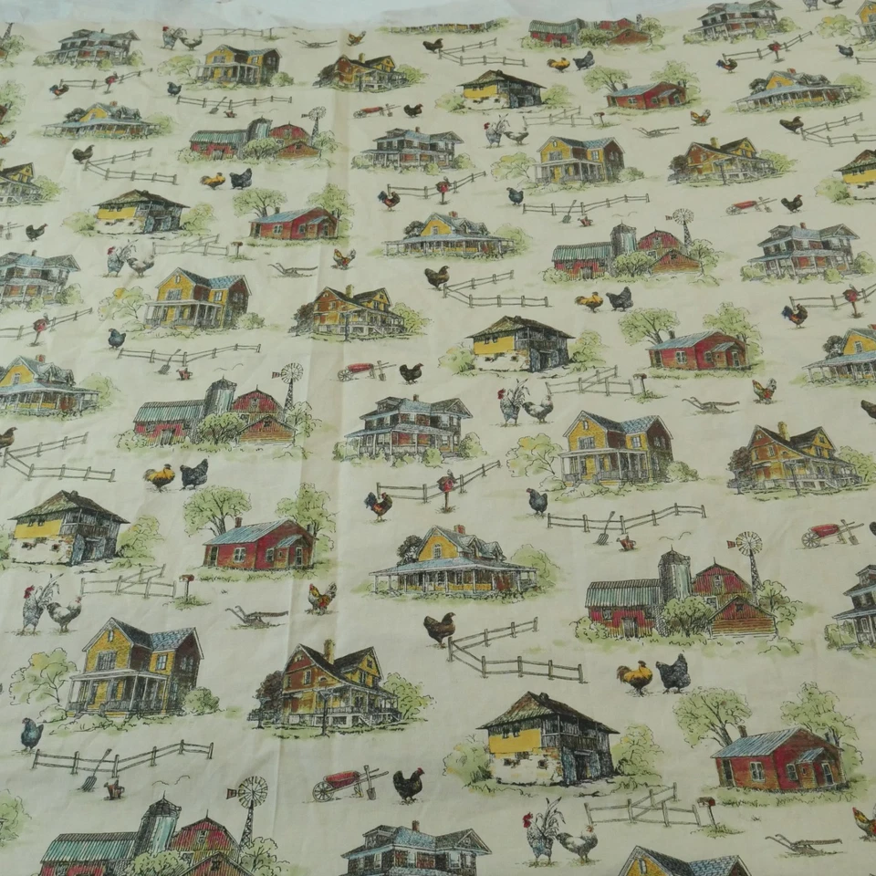 67" Fabric Traditions Cotton Fabric Farm Chickens Cottagecore Novelty Toile - Image 3 of 4