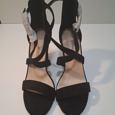 New Black Suede Ankle Strap Heels. size 7