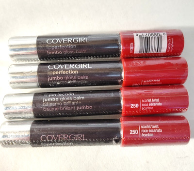4 CoverGirl Scarlet Twist Lip Perfection Jumbo Gloss Balm 250 -Sheer, Soft Shine