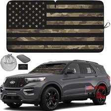 1-Piece Windshield Sun Shade Dark MEDIUM  61 x 32 inches USA DARK CAMO FLAG