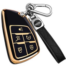 for Chevy Key Fob Cover with Keychain,Key Case Shell TPU Style 2-black