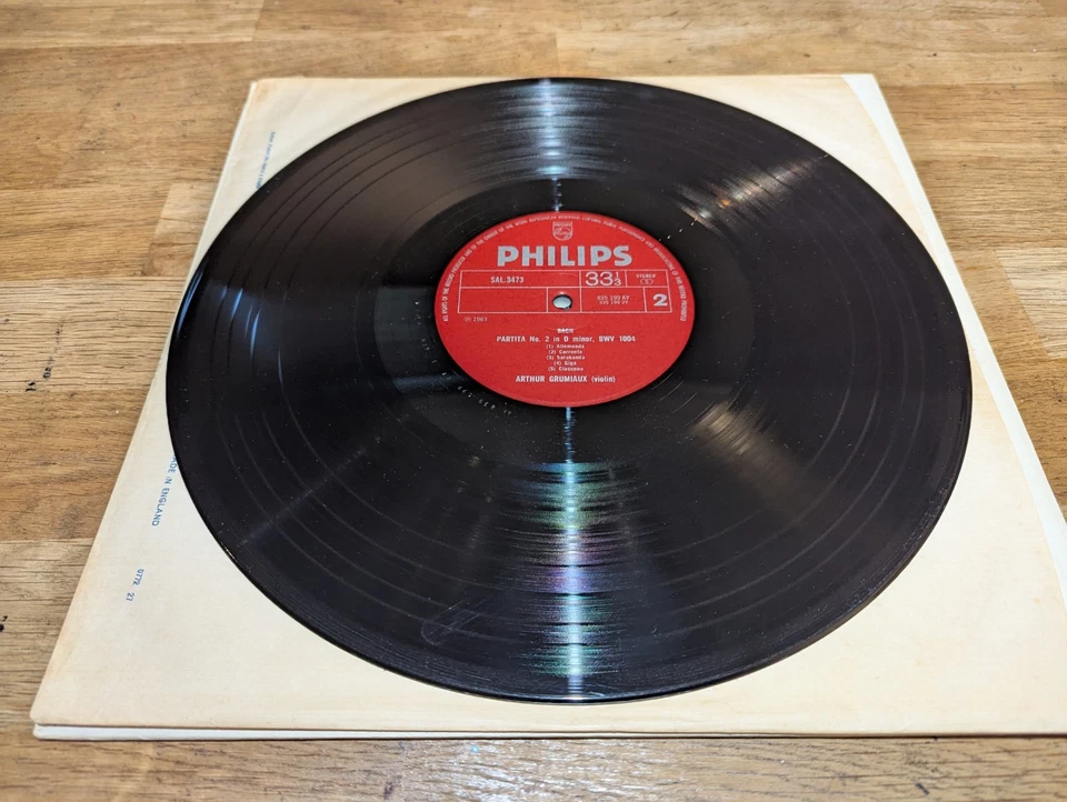 SAL 3473 Arthur Grumiaux Bach Sonata Partita no. 2 Philips Stereo LP - Image 4 of 4