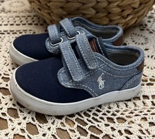 Polo Ralph Lauren Boys Shoes Child Toddler Size 6 Blue Denim Canvas EU 22 EUC