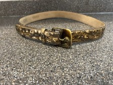 WCM New York Włoski pasek ze skóry cielęcej Damski Duży kość słoniowa i brąz Gad Tłoczony