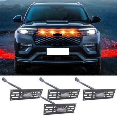 For Ford Explorer 2020-2026 Raptor Style Smoked Lens Front Grille Marker Lights