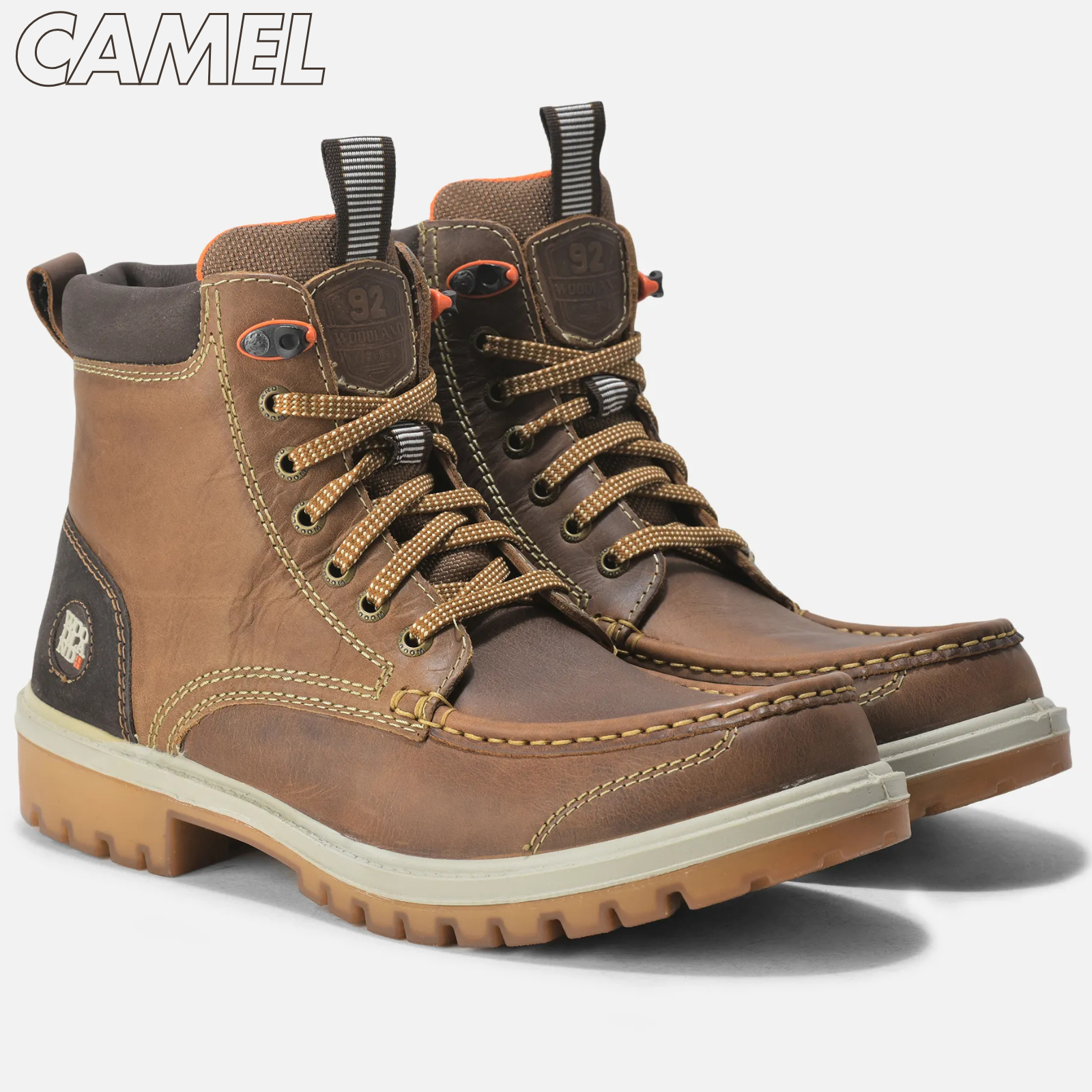 Woodland Men’s Camel Nubuck Leather Boots – Rugged TPU Sole, EVA Insole, Milled