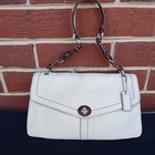 Y2K Coach Chelsea White Pebbled Leather Turn Lock Shoulder Bag 8A40