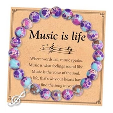 Music Themed Gifts for Women Music Lovers, Music Notes Bracelet Music Gifts -E