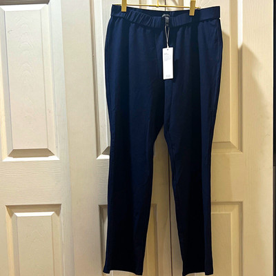 Eileen Fisher Women s Blue Ankle Kick Flare Stretch Crepe Pants S