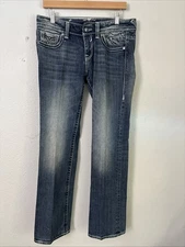 Vigoss Jeans The New York Boot Cut Rhinestones Thick Stitch Dark Womens Size 29