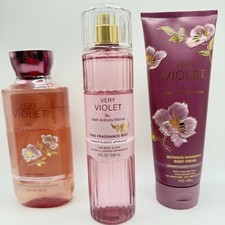 Bath Body Works Very Violet 3 Pc Set Mist Body Wash Body Cream Full Size