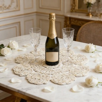 Beautiful Rose Flower Design Fabric Coasters Placemat For Home Table Setting