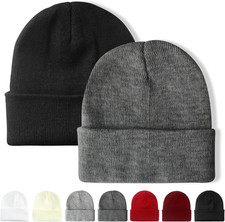 2 Packs Beanie for Men Women Winter Hats for Mens Beanie Cuffed Knit Beanies Sku