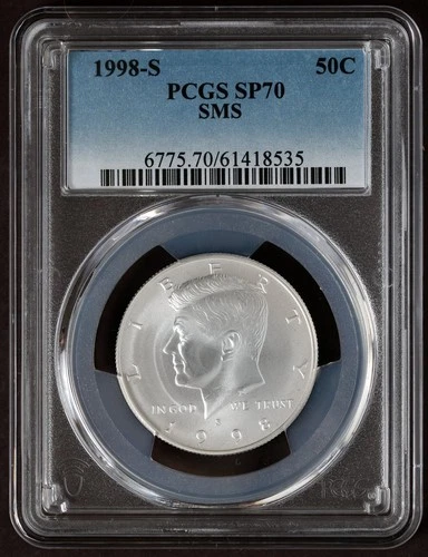 1998-S PCGS SP70 John F Kennedy JFK Silver Half Dollar 50C SP70 Matte SMS