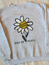 Vintage Green Bay Packers Crewneck Sweatshirt 90s Youth Medium USA Flower Gray