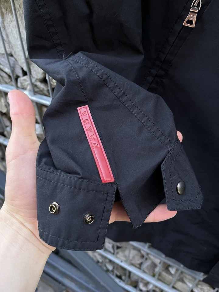 Prada Gore-Tex Rare Coat Jacket Waterproof Vintage Red Tab Size L Men’s Black - Image 2 of 4
