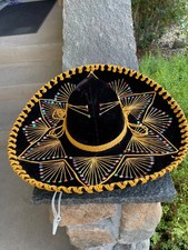 Pigalle XXXXX  20" Mariachi Sombrero Black Velvet Gold  Cinco De Mayo Mexican
