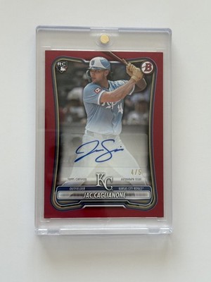 2026 Bowman Jac Caglianone Red Autograph 4/5 Rookie Kansas City Royals 