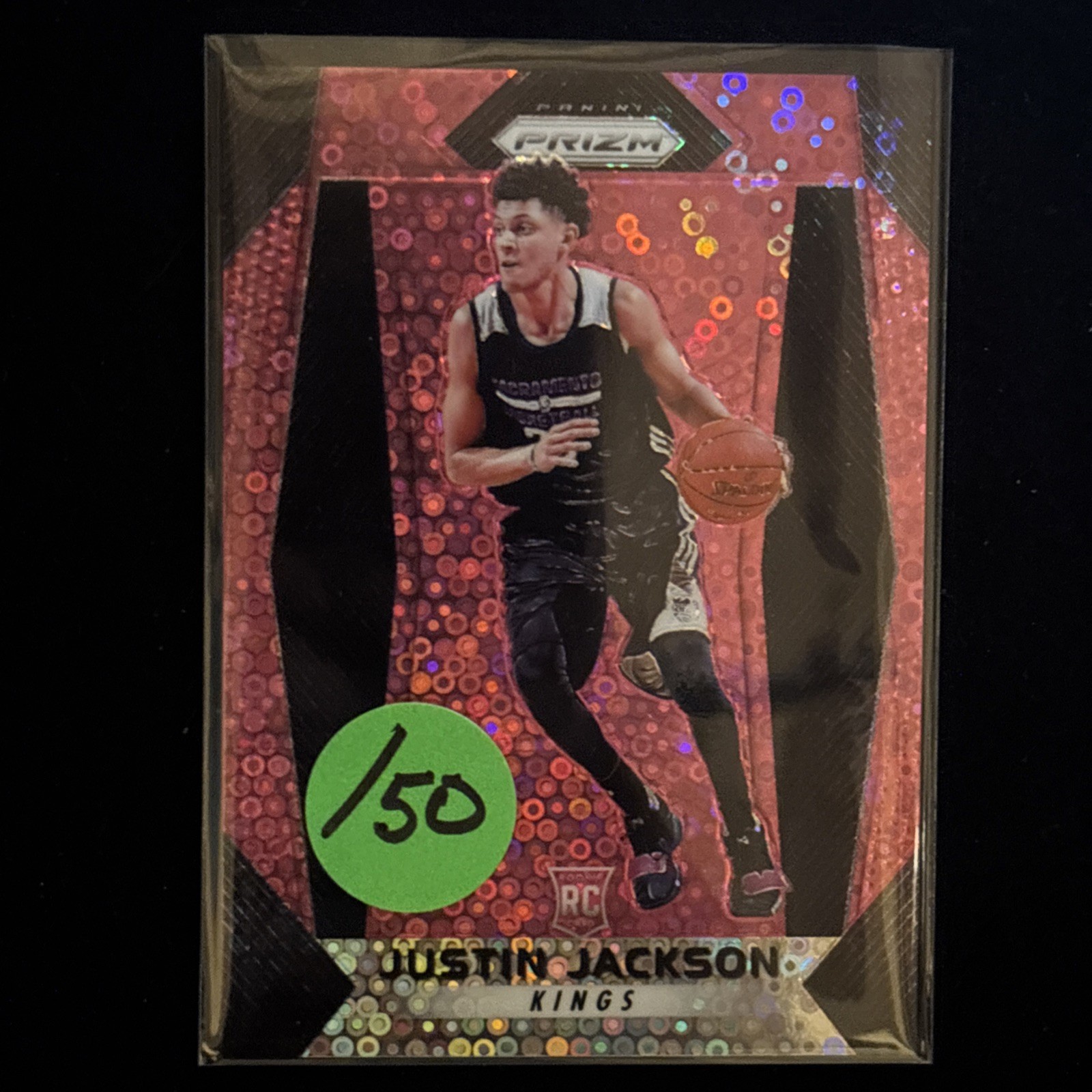 2017-18 Prizm Justin Jackson Prizms Fast Break Pink RC #/50 Kings