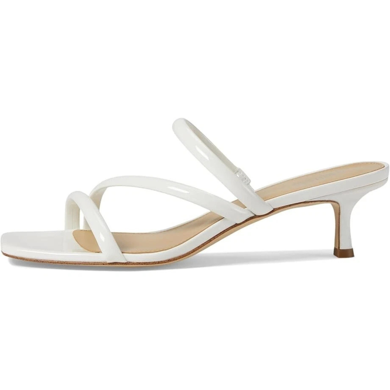 Michael Kors Celia Sandals Women's 8 White Slip On Sqaure Toe Kitten Heel DDK658