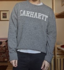 Grey Carhartt Lambswool Jumper Size M Men's Crew Neck