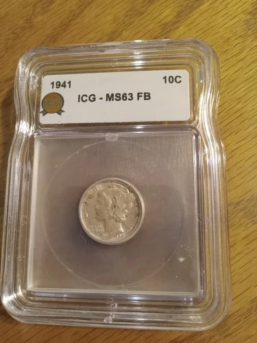 FULL BANDS 1941 ICG MS63 FB Mercury Dime 90% Silver