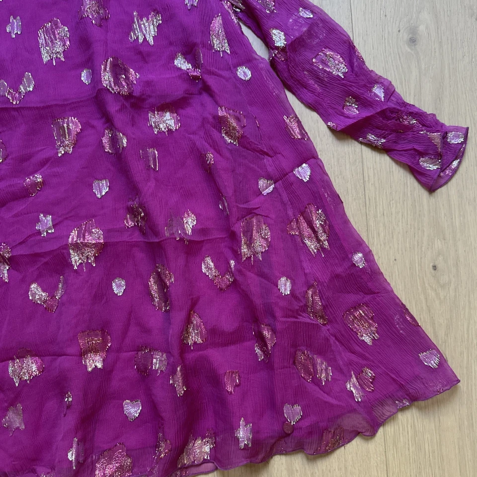 NUEVO CON ETIQUETAS 100% Auténtico Vestido Christian Dior SEDA para Niñas - Talla 8 Años - FUSCSIA Foto 2 de 4